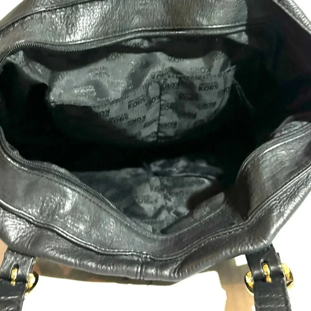 Michael kors black leather shoulder handbag